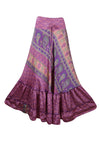 Women's Flowy Maxi Skirt Purple Floral Skirt Patchwork Boho Skirt Dress M/L