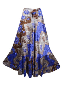  Flowy Skirts for Women Floral Beach Maxi Skirt Tiered Ruffle Boho Skirt ML
