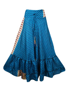  Skirts for Women Dark Blue Beach Maxi Skirt Tiered Ruffle Boho Skirt ML