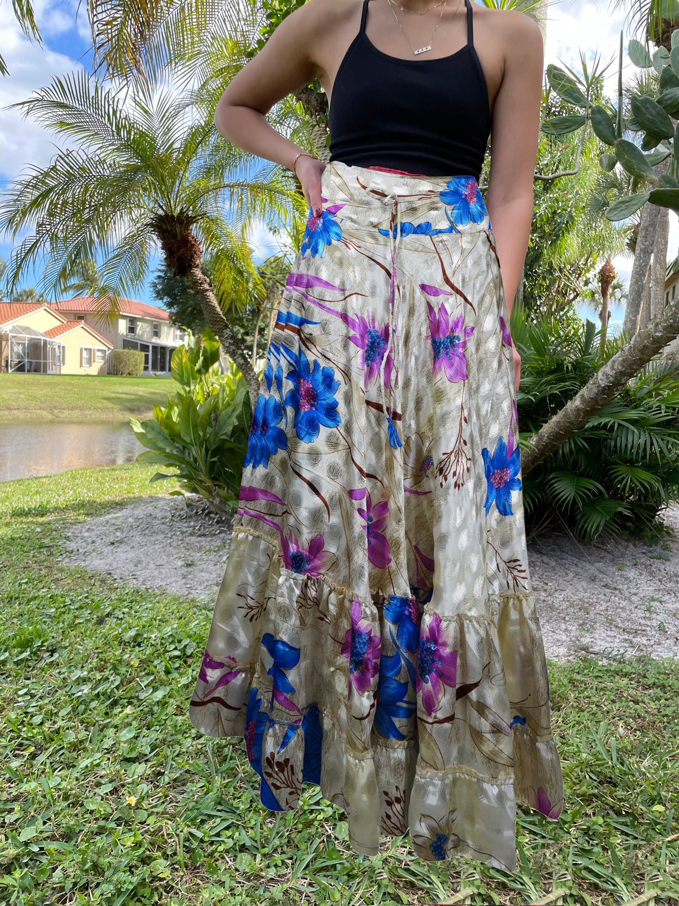 Beach flared skirt online