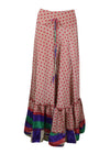 Woman's Skirt Pink Maxi Skirt Patchwork Boho Skirt Dress M/L