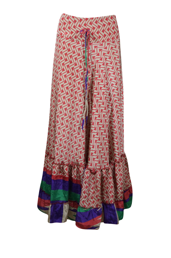 Woman's Skirt Pink Maxi Skirt Patchwork Boho Skirt Dress M/L