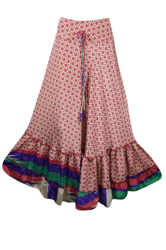 Woman's Skirt Pink Maxi Skirt Patchwork Boho Skirt Dress M/L