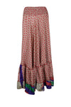 Woman's Skirt Pink Maxi Skirt Patchwork Boho Skirt Dress M/L