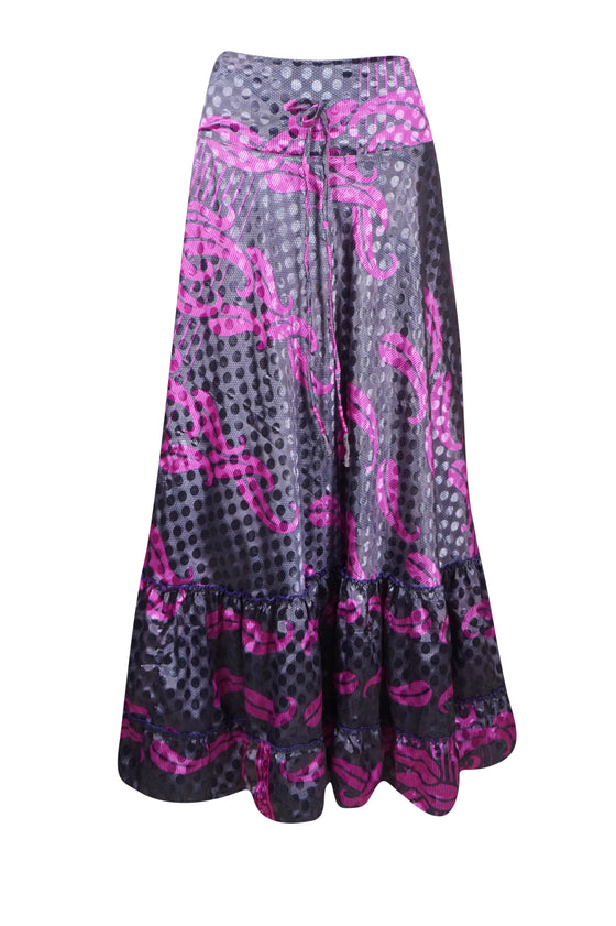 Maxi Skirts for Women Gray Pink Skirt Patchwork Boho Skirt Dress M/L