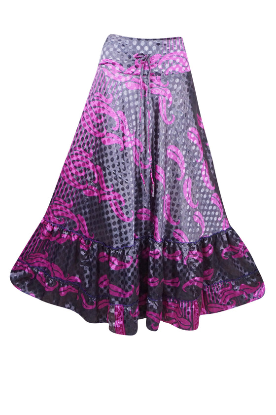 Maxi Skirts for Women Gray Pink Skirt Patchwork Boho Skirt Dress M/L