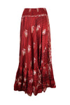 Maxi Skirts for Women Brick Red Floral Beach Skirt Tiered Ruffle Boho Skirt ML