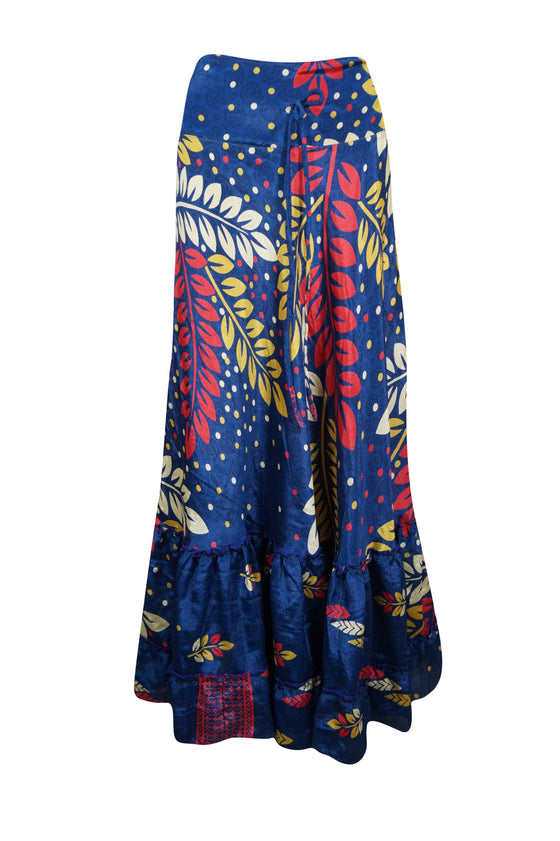 Skirts for Women Cobalt Blue Stylish Beach Maxi Skirt Tiered Ruffle Boho Skirt ML