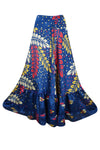 Skirts for Women Cobalt Blue Stylish Beach Maxi Skirt Tiered Ruffle Boho Skirt ML