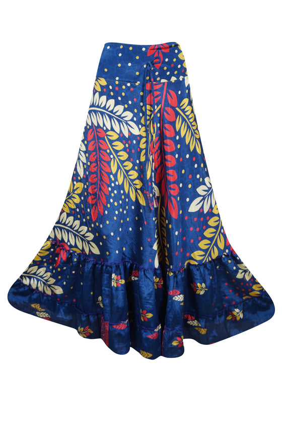Skirts for Women Cobalt Blue Stylish Beach Maxi Skirt Tiered Ruffle Boho Skirt ML