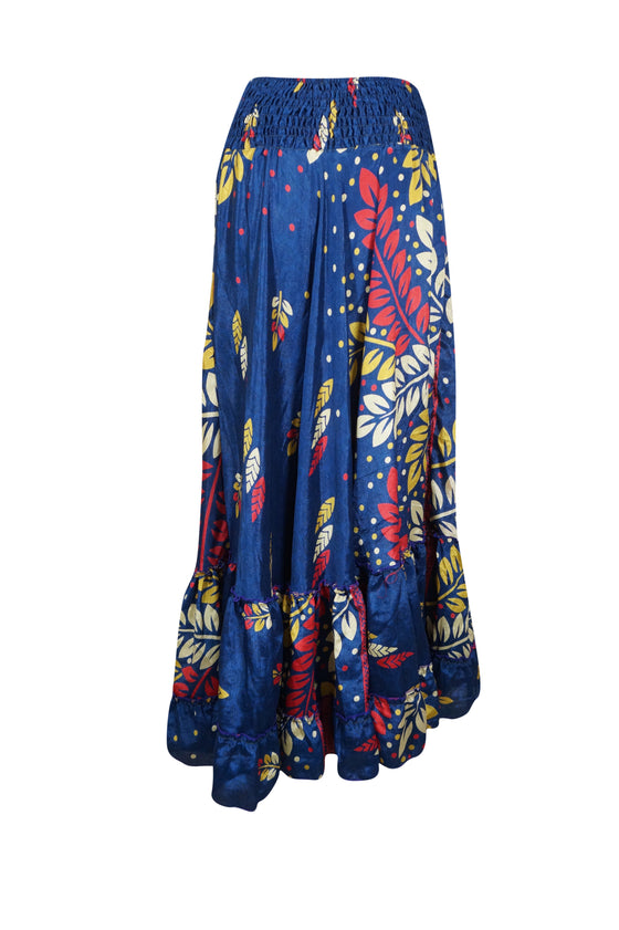 Skirts for Women Cobalt Blue Stylish Beach Maxi Skirt Tiered Ruffle Boho Skirt ML