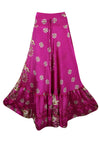 Long Skirt Magenta Pink Floral Beach Maxi Skirt Patchwork Boho Skirt Dress M/L
