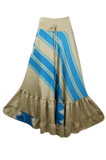  Long Flowy Maxi Skirts for Women Beige Blue Stylish Maxi Skirt Ruffle Skirt ML
