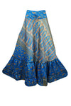 Woman's Maxi Skirt Lapis Blue Floral Maxi Skirt Tiered Stylish Boho Skirt ML