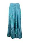 Maxi Skirt Sapphire Blue Floral Skirt Woman's Tiered Boho Skirt ML