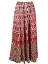 Womens Maxi Skirt, Red Indi Boho A-Line Flared Skirts S/M/L