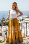 Women’s Corn Yellow Boho Maxi Skirt – Patchwork Beach Skirt S/M