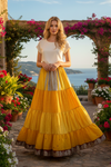 Women’s Butterscotch Yellow Beach Maxi Skirt – Patchwork Boho Skirt S/M