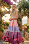 Women’s Multi Pink Floral Beach Maxi Skirt – Patchwork Boho Skirt  S/M