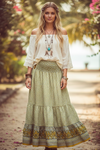 Women’s White & Yellow Floral Printed Long Skirt | Stylish Boho Maxi Skirt S/M