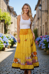 Women’s Tuscany Yellow Floral Beach Maxi Skirt Dress | Patchwork Boho Skirt S/M