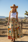 Women’s Metallic Gold Floral Beach Maxi Skirt | Patchwork Boho Skirt Dress S/M