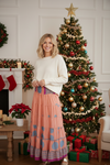 Bohemian Peach Summer Beach Maxi Skirt | Stylish Flowy Boho Skirt for Women S/M