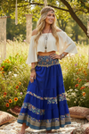 Navy Blue Floral Beach Maxi Skirt Dress – Bohemian Stylish Boho Long Skirt S/M