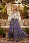Summer Purple Floral Beach Maxi Skirt – Patchwork Boho Skirt Dress for Vacations S/M