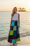 Handmade Vibrant Patchwork Boho Maxi Skirt – Colorful Dori Waist Gypsy Skirt for Women S/M/L