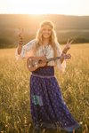 Navy Blue Floral Bohemian Maxi Skirt for Women | Stylish Boho Skirt Dress S/M
