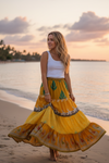 Trendy Yellow Floral Maxi Skirt – Flowy Stylish Boho Skirt Dress S/M