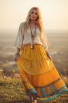 Trendy Honey Yellow Maxi Skirt – Stylish Flowy Boho Skirt Dress for Women  S/M