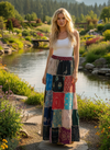Women’s Handmade Boho Patchwork Skirt – Colorful Long Maxi Skirt S/M/L