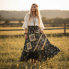 Gray Floral Maxi Skirt for Women | Patchwork Boho Skirt Dress M/L