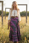 Maxi Skirts for Women Gray & Pink Patchwork – Boho Flowy Long Skirt Dress  M/L