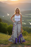 Women's Purple Maxi Skirt – Stylish Boho Tiered Ruffle Skirt, Flowy Summer ML