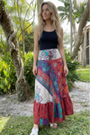 Women's Sapphire Red A-Line Maxi Skirt – Handmade Boho Chic Flowy Skirt ML