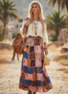 Pink Boho Patchwork Maxi Skirt | Gypsy Style Flowy Long Skirt S/M/L