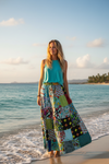 Handmade Light Sea Green Patchwork Boho Maxi Skirt – Vibrant, Flowy & Free-Spirited S/M/L