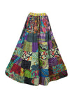 Handmade Boho Maxi Skirt for Women – Green Multicolor Floral Patchwork Gypsy Skirt S/M/L