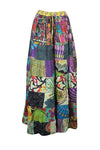Handmade Boho Maxi Skirt for Women – Green Multicolor Floral Patchwork Gypsy Skirt S/M/L