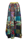 Handmade Boho Maxi Skirt for Women – Green Multicolor Floral Patchwork Gypsy Skirt S/M/L