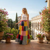 Women’s Yellow Beach Maxi Skirt – Patchwork Hippie Boho Long Skirt S/M