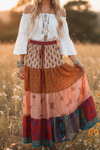 Women’s Pink Multi Floral Beach Long Skirt – Patchwork Boho Maxi Skirt S/M