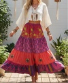 Women’s Hot Pink Floral Beach Long Skirt – Flowy Boho Maxi Skirt for Summer & Resort Wear S/M