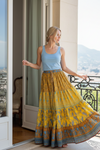 Women’s Canary Yellow Beach Maxi Skirt – Patchwork Boho Summer Skirt  S/M