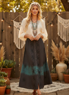 Tie Dyed Long Skirt – Dark Gray Blue Embroidered Front Button  Maxi Skirt S/M/L