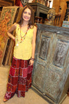 Women’s Bohemian Maxi Skirt – Blue Patchwork Long Festive Boho Skirt S/M/L