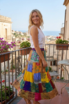 Womens Green Multicolor Patchwork Maxi Skirt – Boho Gypsy Beach Long Skirt S/M